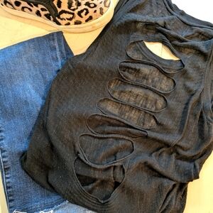 Black Cut-Out Women's Top